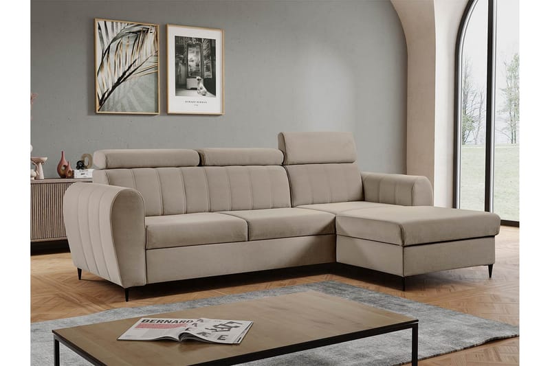 Hoffman Sofa med Sjeselong 3-seter - Beige - Møbler - Sofaer - Sofaer med sjeselong - 3 seters sofa med divan