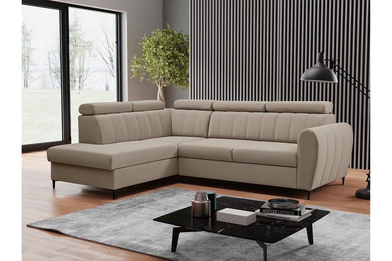 Hoffman Sofa med Sjeselong 3-seter - Beige - Møbler - Sofaer - Sofaer med sjeselong - 3 seters sofa med divan