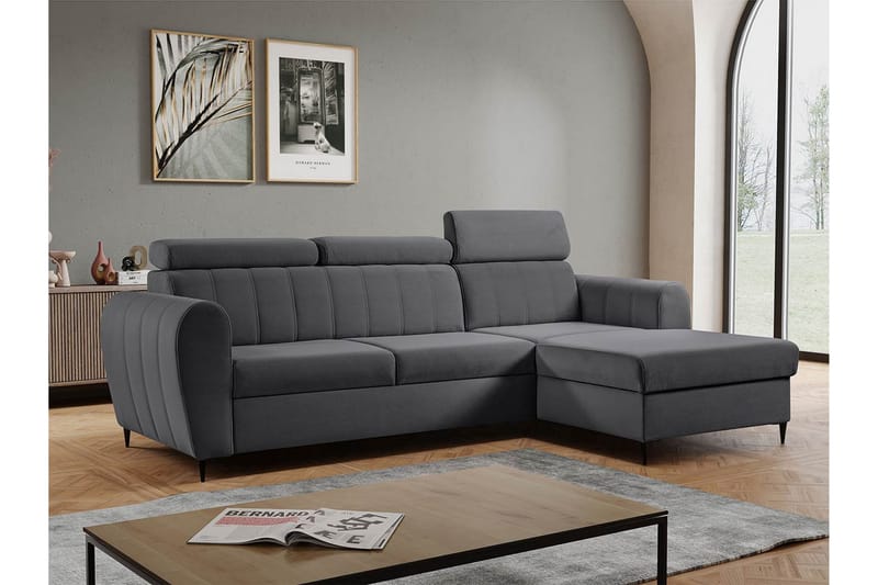 Hoffman Sofa med Sjeselong 3-seter - Grå - Møbler - Sofaer - Sofaer med sjeselong - 3 seters sofa med divan