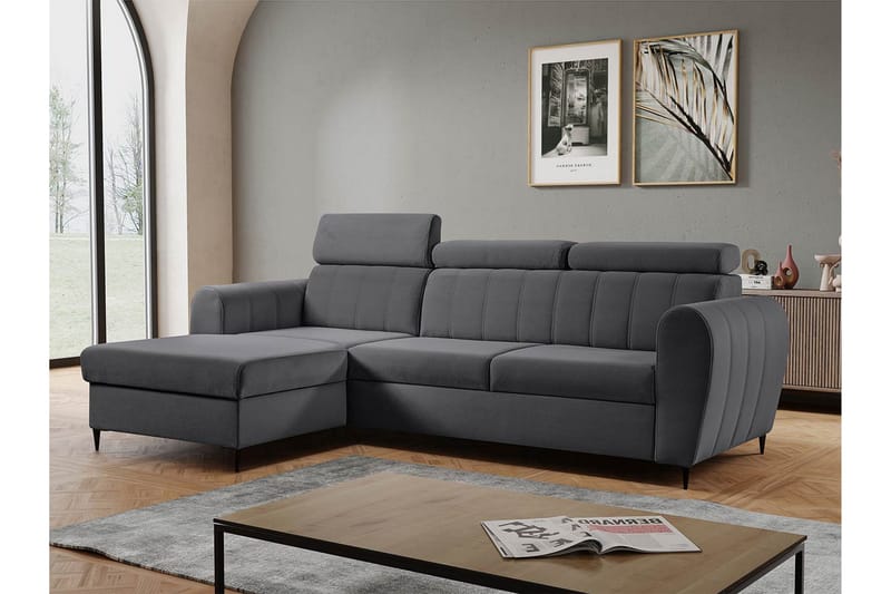 Hoffman Sofa med Sjeselong 3-seter - Grå - Møbler - Sofaer - Sofaer med sjeselong - 3 seters sofa med divan