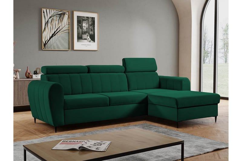 Hoffman Sofa med Sjeselong 3-seter - Grønn - Møbler - Sofaer - Sofaer med sjeselong - 3 seters sofa med divan