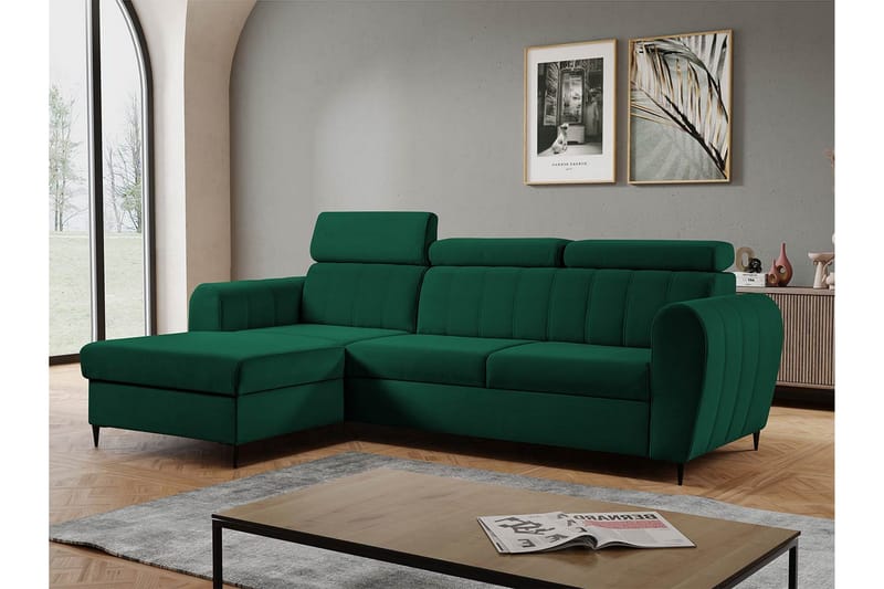 Hoffman Sofa med Sjeselong 3-seter - Grønn - Møbler - Sofaer - Sofaer med sjeselong - 3 seters sofa med divan