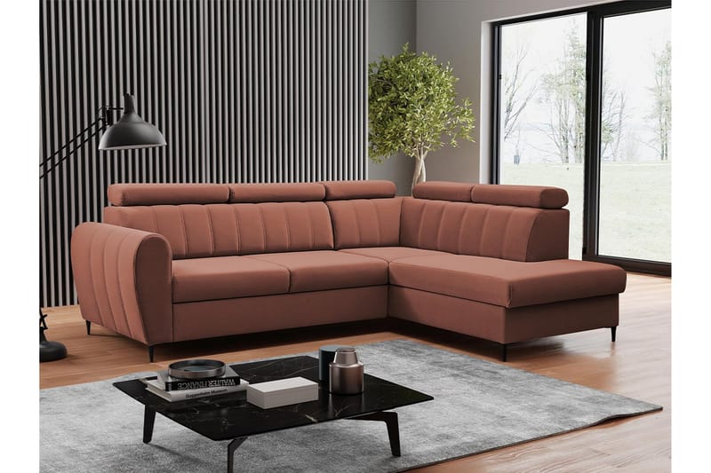 Hoffman Sofa med Sjeselong 3-seter - Kobber - Møbler - Sofaer - Sofaer med sjeselong - 3 seters sofa med divan