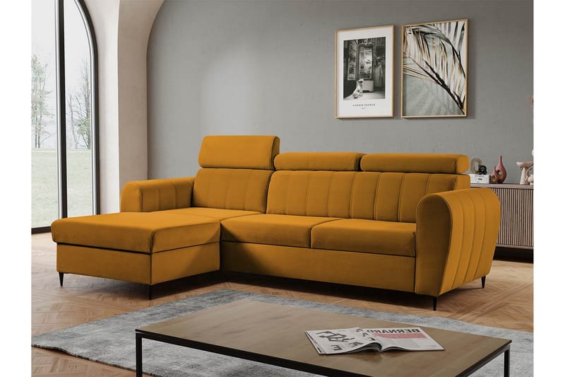 Hoffman Sofa med Sjeselong 3-seter - Oransje - Møbler - Sofaer - Sofaer med sjeselong - 3 seters sofa med divan