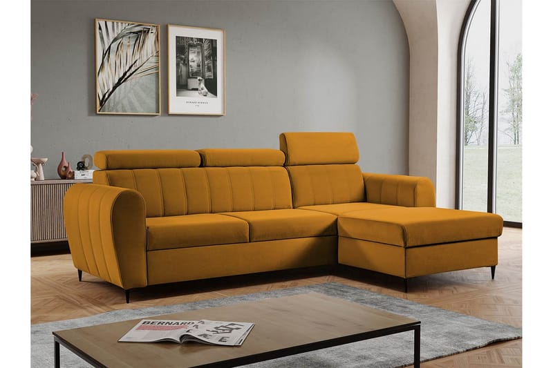 Hoffman Sofa med Sjeselong 3-seter - Oransje - Møbler - Sofaer - Sofaer med sjeselong - 3 seters sofa med divan