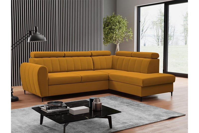 Hoffman Sofa med Sjeselong 3-seter - Oransje - Møbler - Sofaer - Sofaer med sjeselong - 3 seters sofa med divan