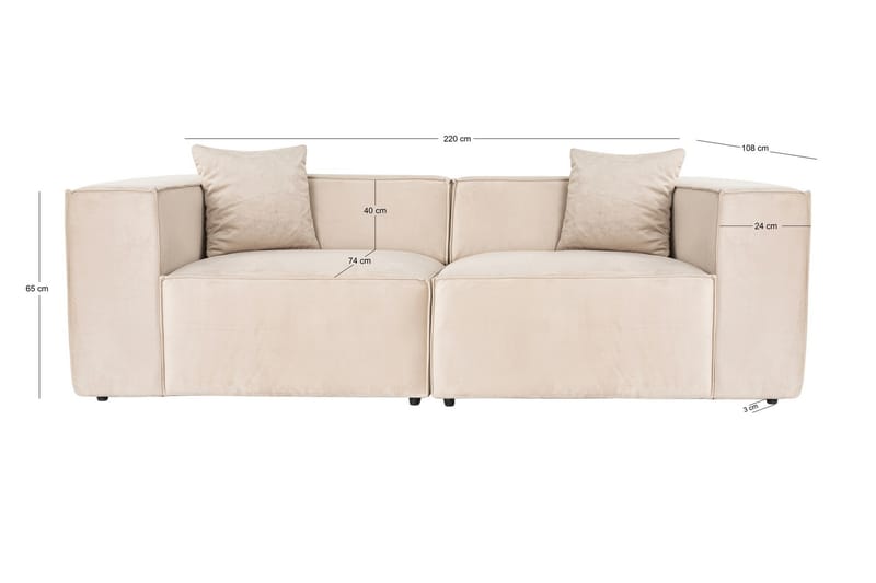 Kaolins Sofa 2-seter - Krem - Møbler - Sofaer - 2 seter sofa