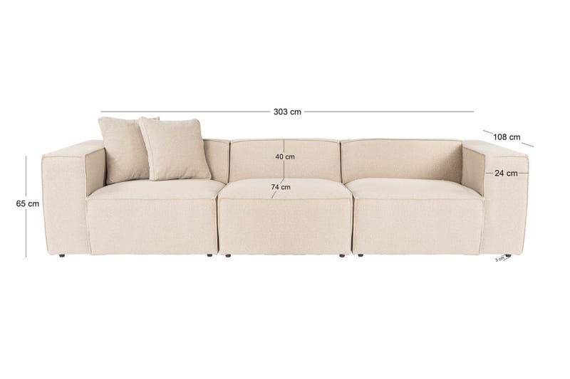 Kaolins Sofa 3-seter - Fersken - Møbler - Sofaer - 3 seter sofa