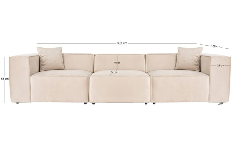 Kaolins Sofa 3-seter - Krem - Møbler - Sofaer - 3 seter sofa