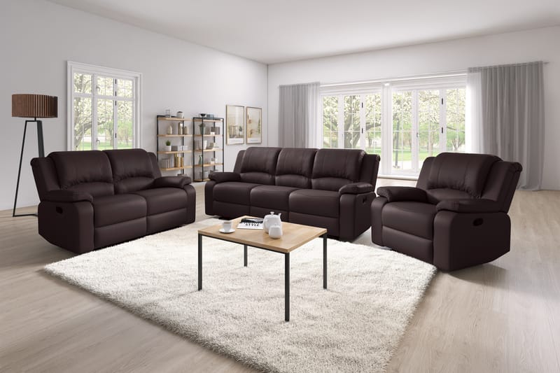 Reclinersofa Navarro 3-seter Kunstlær - Brun - Møbler - Sofaer - Reclinersofaer - 3 seters kinosofa & reclinersofa