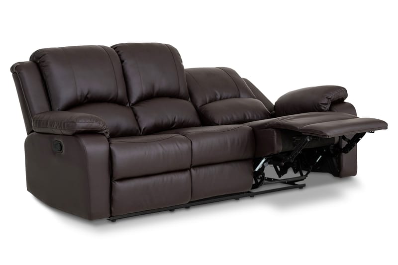 Reclinersofa Navarro 3-seter Kunstlær - Brun - Møbler - Sofaer - Reclinersofaer - 3 seters kinosofa & reclinersofa