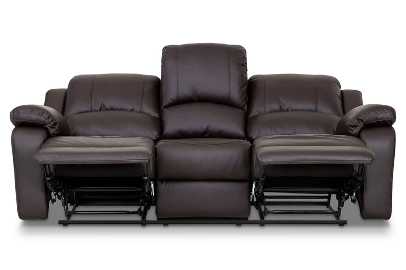 Reclinersofa Navarro 3-seter Kunstlær - Brun - Møbler - Sofaer - Reclinersofaer - 3 seters kinosofa & reclinersofa