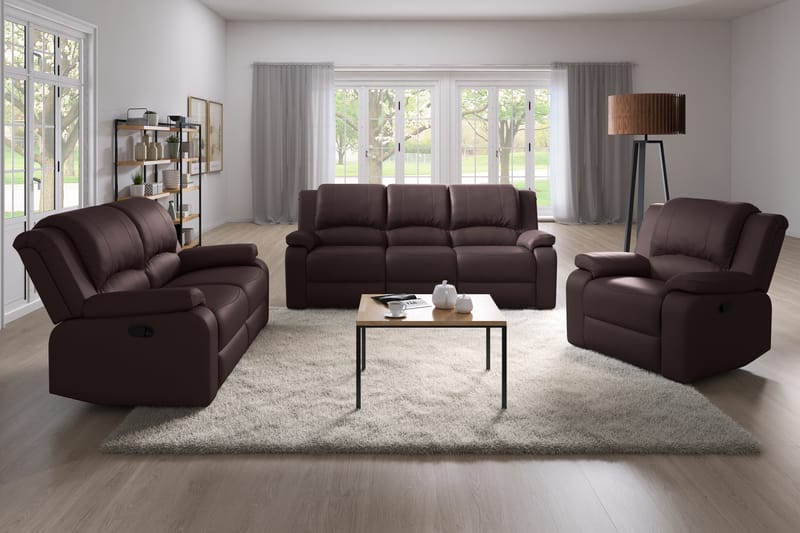 Reclinersofa Navarro 3-seter Kunstlær - Brun - Møbler - Sofaer - Reclinersofaer - 3 seters kinosofa & reclinersofa