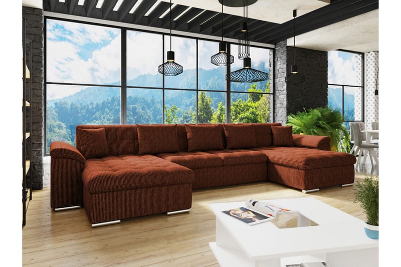 Kinzer Sofa Dobbel sjeselong 5-seter - Brun - Møbler - Sofaer - U-sofa