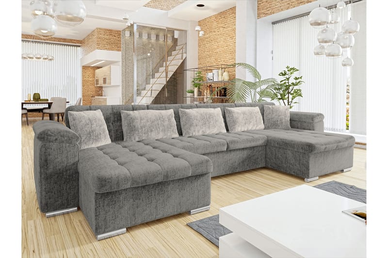 Kinzer Sofa Dobbel sjeselong 5-seter - Grå/Lys grå - Møbler - Sofaer - U-sofa