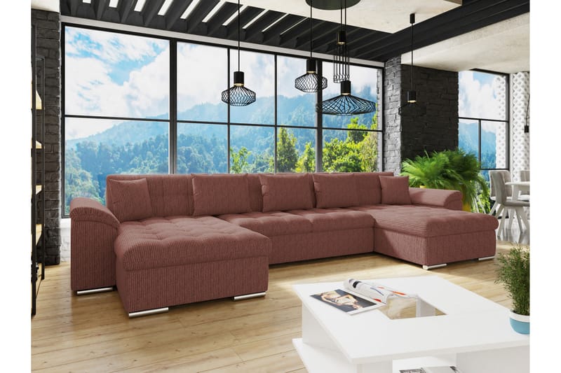 Kinzer Sofa Dobbel sjeselong 5-seter - Rosa - Møbler - Sofaer - U-sofa