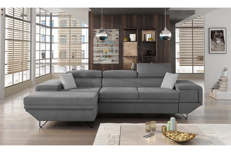 Kollekind Sofa med Divan 3-seter - Grå/Lys grå - Møbler - Sofaer - Sofaer med sjeselong - 3 seters sofa med divan