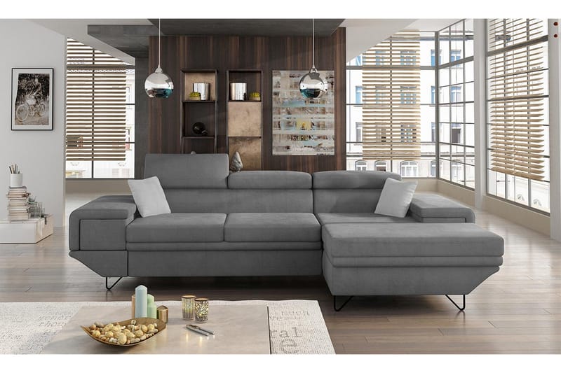 Kollekind Sofa med Divan 3-seter - Grå/Lys grå - Møbler - Sofaer - Sofaer med sjeselong - 3 seters sofa med divan