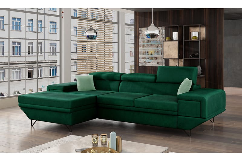 Kollekind Sofa med Divan 3-seter - Grønn - Møbler - Sofaer - Sofaer med sjeselong - 3 seters sofa med divan