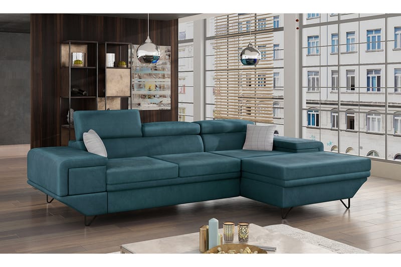 Kollekind Sofa med Divan 3-seter - Turkis/Lys grå - Møbler - Sofaer - Sofaer med sjeselong - 3 seters sofa med divan