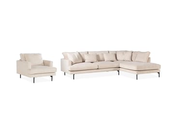 Menard 3-seters Sofa med Sjeselong Høyre + Lenestol - Sofagruppe - Divansofa - Beige - Møbler - Sofaer - Sofagrupper