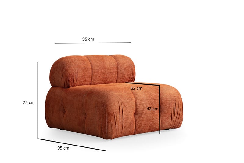 Bengul Midtmodul 95 cm - Oransje - Møbler - Sofaer - Modulsofaer - Midtmodul