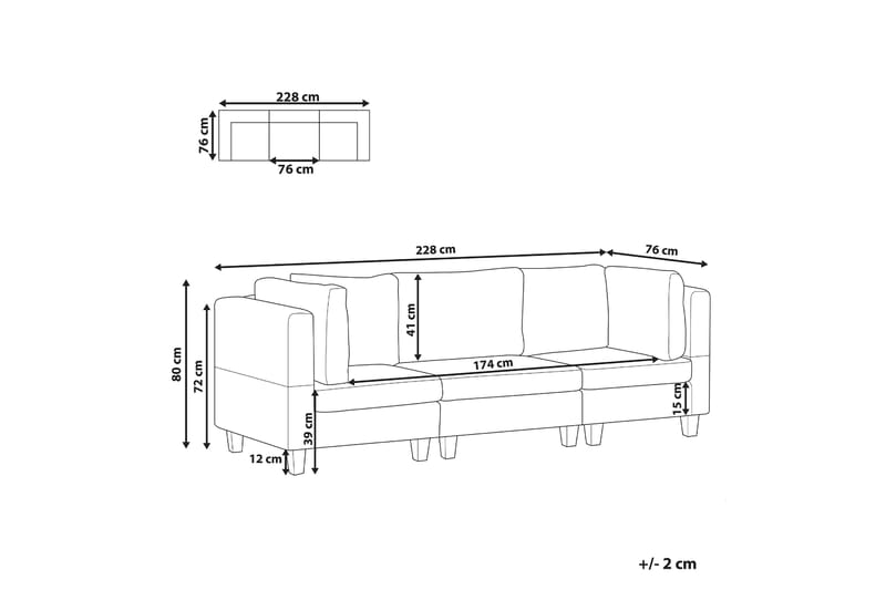 Buck Modulsofa 3-seter - Grønn/Svart - Møbler - Sofaer - Modulsofaer - Komplett modulsofa