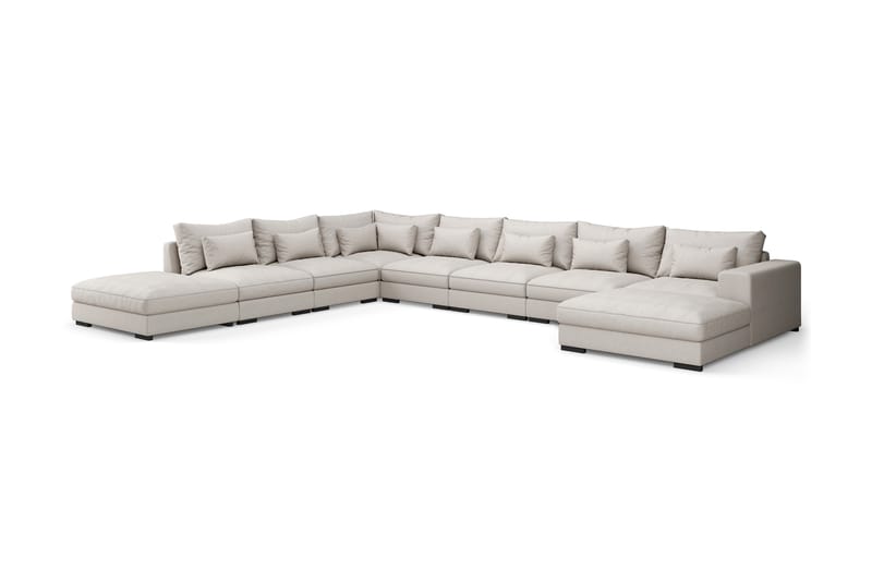 U-modulsofa Columbus Large med Divan Høyre - Beige - Møbler - Sofaer - Modulsofaer - Komplett modulsofa