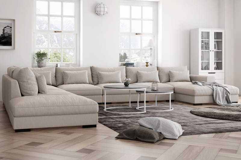 U-modulsofa Columbus Large med Divan Høyre - Beige - Møbler - Sofaer - Modulsofaer - Komplett modulsofa