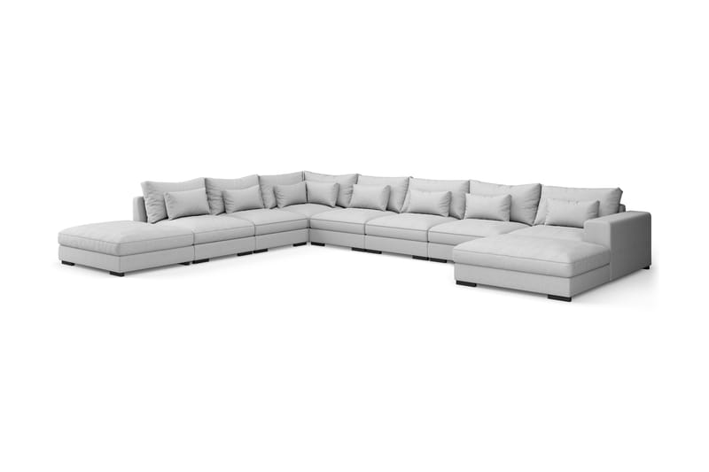 U-modulsofa Columbus Large med Divan Høyre - Lysgrå - Møbler - Sofaer - Modulsofaer - Komplett modulsofa