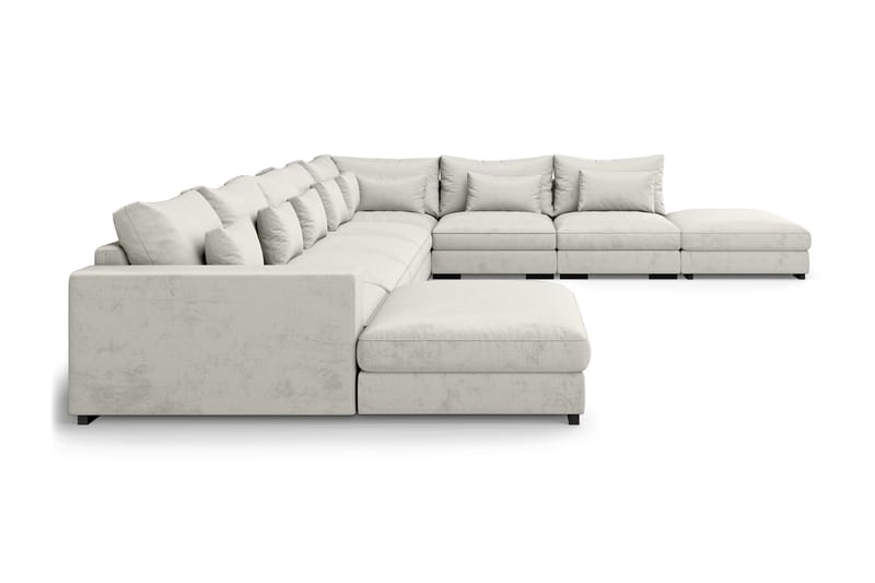 U-modulsofa Columbus Large med Divan Venstre Fløyel - Hvit - Møbler - Sofaer - Modulsofaer - Komplett modulsofa