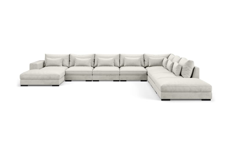 U-modulsofa Columbus Large med Divan Venstre Fløyel - Hvit - Møbler - Sofaer - Modulsofaer - Komplett modulsofa