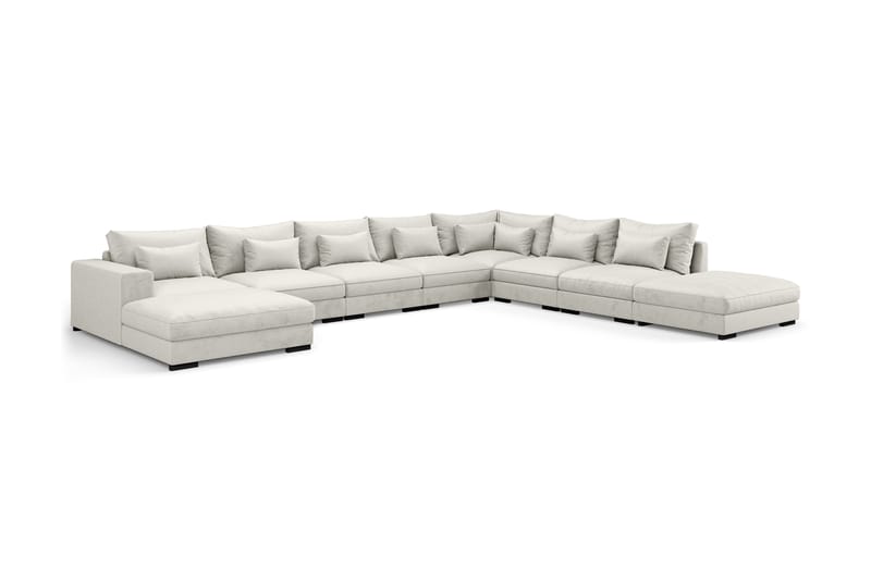 U-modulsofa Columbus Large med Divan Venstre Fløyel - Hvit - Møbler - Sofaer - Modulsofaer - Komplett modulsofa