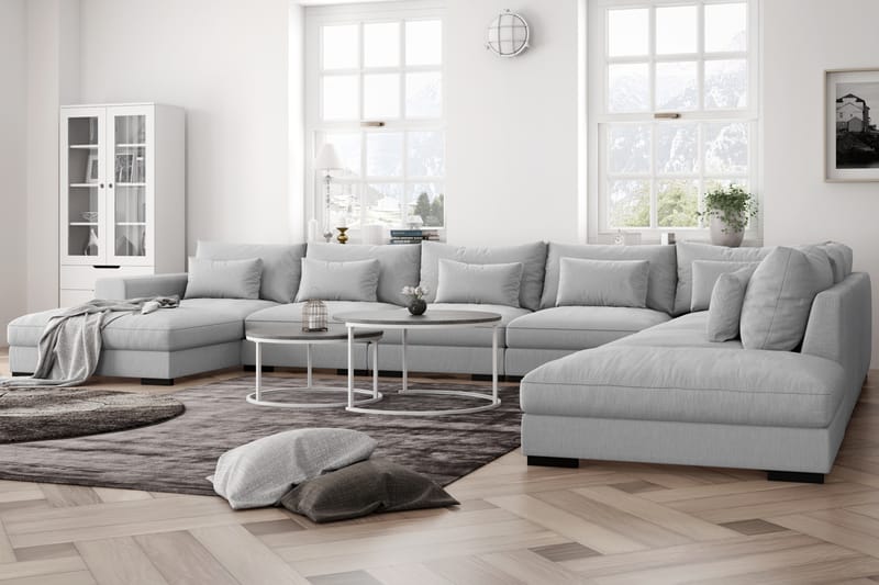 U-modulsofa Columbus Large med Divan Venstre - Lysgrå - Møbler - Sofaer - Modulsofaer - Komplett modulsofa