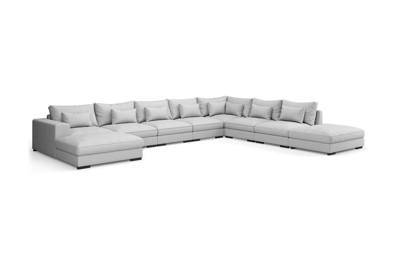 U-modulsofa Columbus Large med Divan Venstre - Lysgrå - Møbler - Sofaer - Modulsofaer - Komplett modulsofa