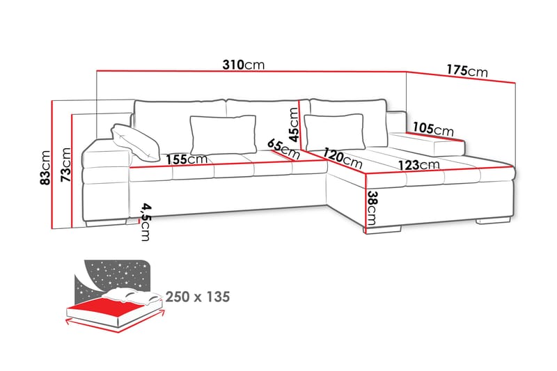 Naoma Sofa med Sjeselong 3-seter - Brun - Møbler - Sofaer - Sofaer med sjeselong - 3 seters sofa med divan