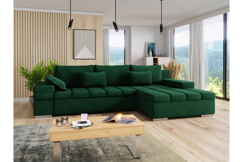 Naoma Sofa med Sjeselong 3-seter - Grønn - Møbler - Sofaer - Sofaer med sjeselong - 3 seters sofa med divan