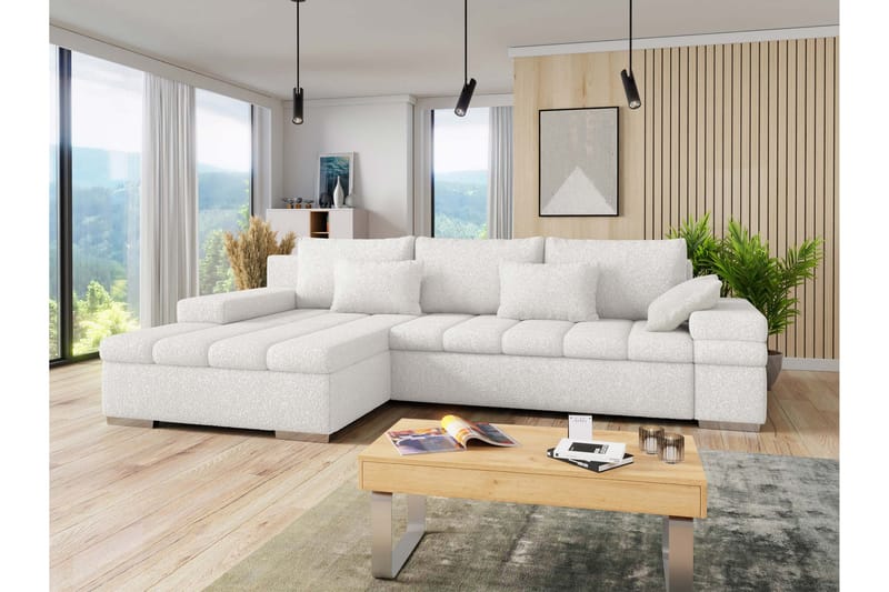 Naoma Sofa med Sjeselong 3-seter - Hvit - Møbler - Sofaer - Sofaer med sjeselong - 3 seters sofa med divan