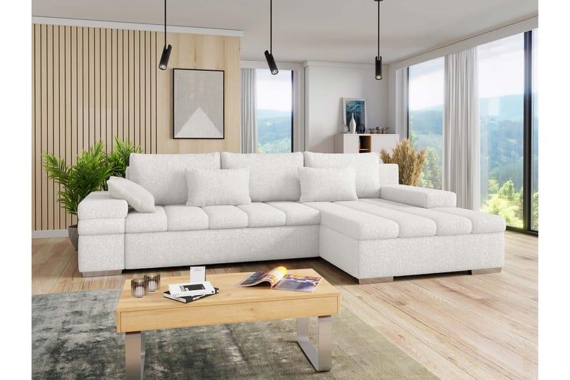 Naoma Sofa med Sjeselong 3-seter - Hvit - Møbler - Sofaer - Sofaer med sjeselong - 3 seters sofa med divan