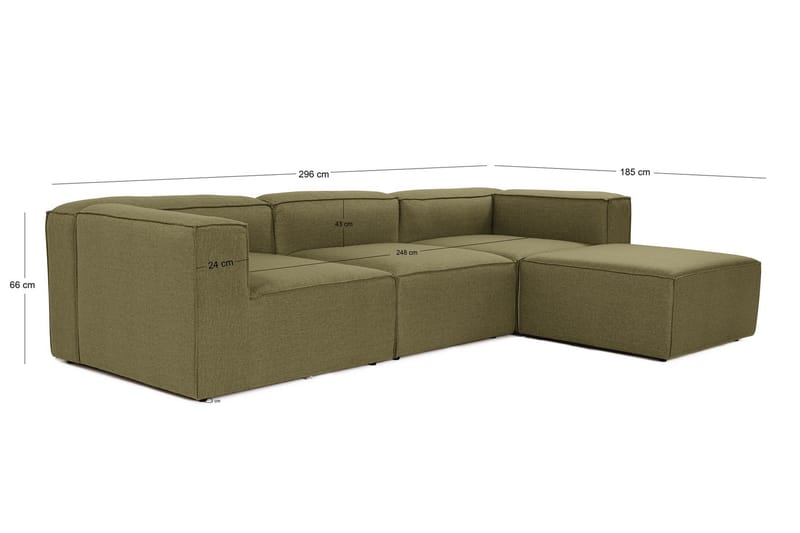 Redlands Sofa med Sjeselong 3-seter - Grønn - Møbler - Sofaer - Sofaer med sjeselong - 3 seters sofa med divan