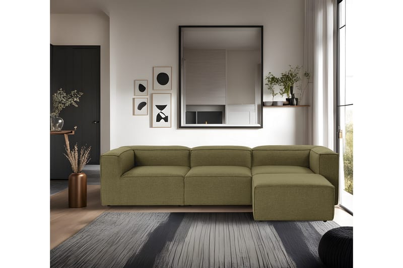 Redlands Sofa med Sjeselong 3-seter - Grønn - Møbler - Sofaer - Sofaer med sjeselong - 3 seters sofa med divan