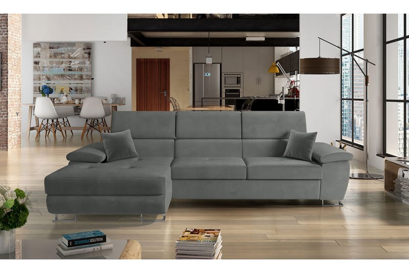 Reginia Sofa med Divan 3-seter - Grå - Møbler - Sofaer - Sofaer med sjeselong - 3 seters sofa med divan