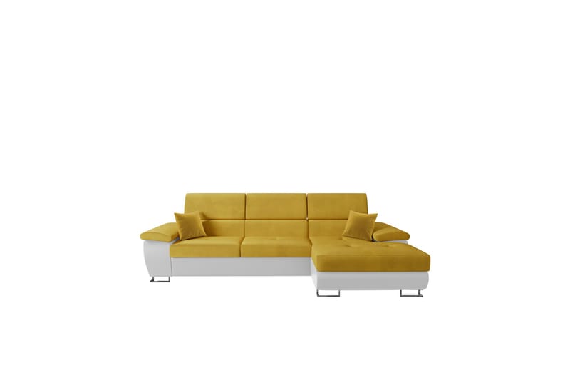 Reginia Sofa med Divan 3-seter - Gul/Hvit - Møbler - Sofaer - Sofaer med sjeselong - 3 seters sofa med divan