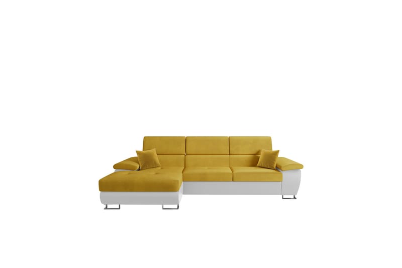 Reginia Sofa med Divan 3-seter - Gul/Hvit - Møbler - Sofaer - Sofaer med sjeselong - 3 seters sofa med divan