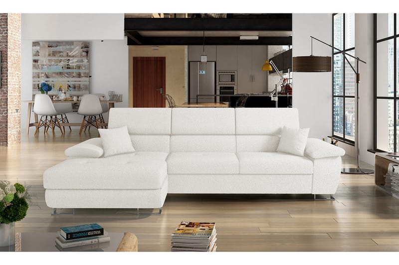 Reginia Sofa med Divan 3-seter - Hvit - Møbler - Sofaer - Sofaer med sjeselong - 3 seters sofa med divan