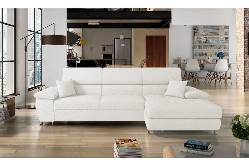 Reginia Sofa med Divan 3-seter - Hvit - Møbler - Sofaer - Sofaer med sjeselong - 3 seters sofa med divan