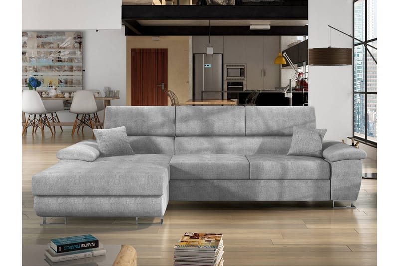 Reginia Sofa med Divan 3-seter - Lys grå - Møbler - Sofaer - Sofaer med sjeselong - 3 seters sofa med divan