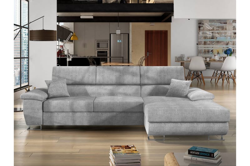 Reginia Sofa med Divan 3-seter - Lys grå - Møbler - Sofaer - Sofaer med sjeselong - 3 seters sofa med divan