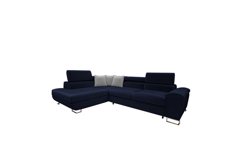 Reginia Sofa med Sjeselong 3-seter - Blå/Lys grå - Møbler - Sofaer - Sofaer med sjeselong - 3 seters sofa med divan