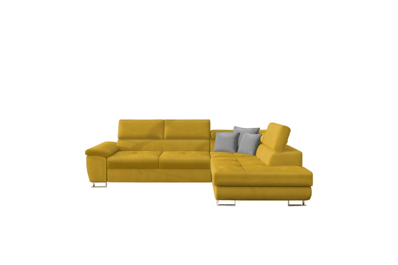 Reginia Sofa med Sjeselong 3-seter - Gul/Lys grå - Møbler - Sofaer - Sofaer med sjeselong - 3 seters sofa med divan